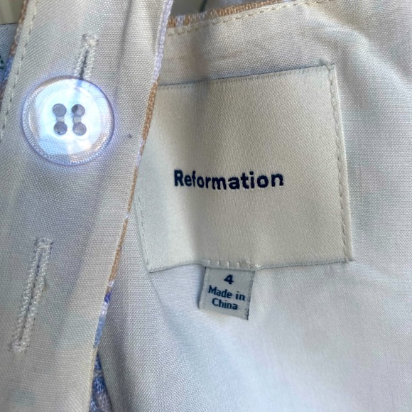 New Reformation Janu Linen Midi Dress - Serenity Blue White Floral size 4 - Picture 13 of 15